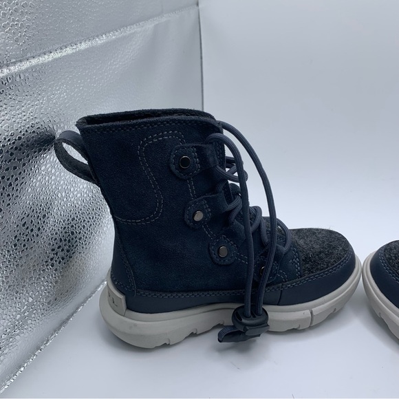 NWOB Sorel Kids Explorer Cozy toddler blue & grey snow boots size 9 NEW - Picture 7 of 9